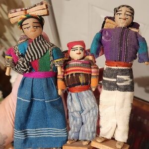 Peru Folk Art Dolls Set of 3 Hand Made